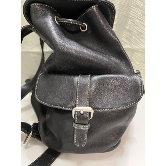Vintage J Crew unisex black leather backpack main image 5